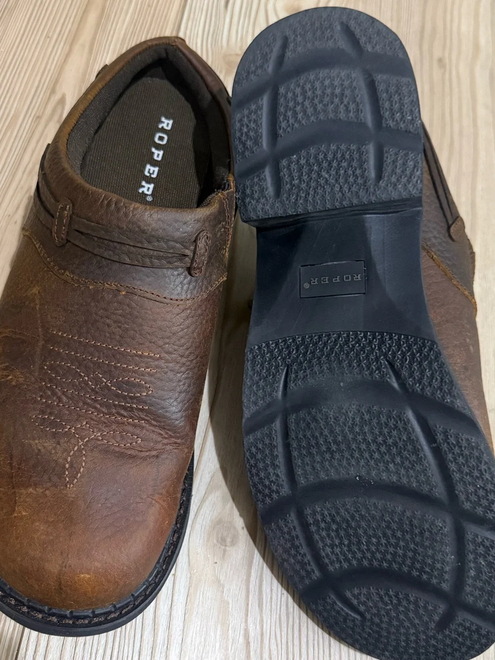 Roper Brown Leather Slip-On‎ Mules